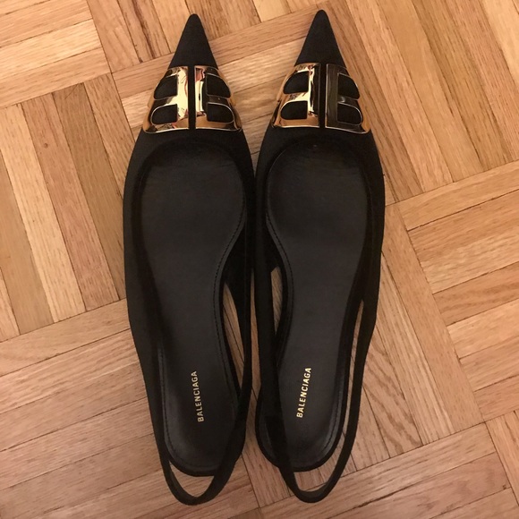 NWT Balenciaga Velvet BB Knife Slingback Flat - Picture 5 of 8